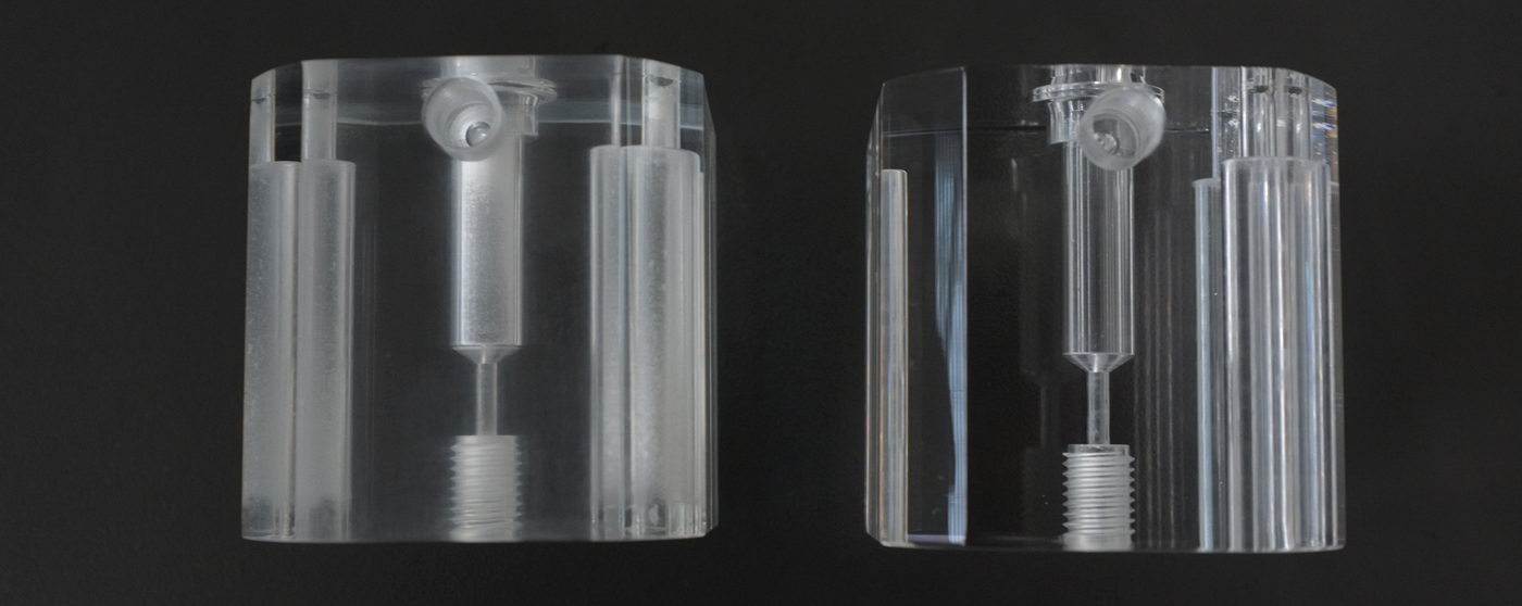 Polished transparent acrylic parts with improved clarity and visible internal details